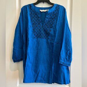BEAUTIFUL by Lawrence Zarian Blue Embroidered Tunic Top • Size L